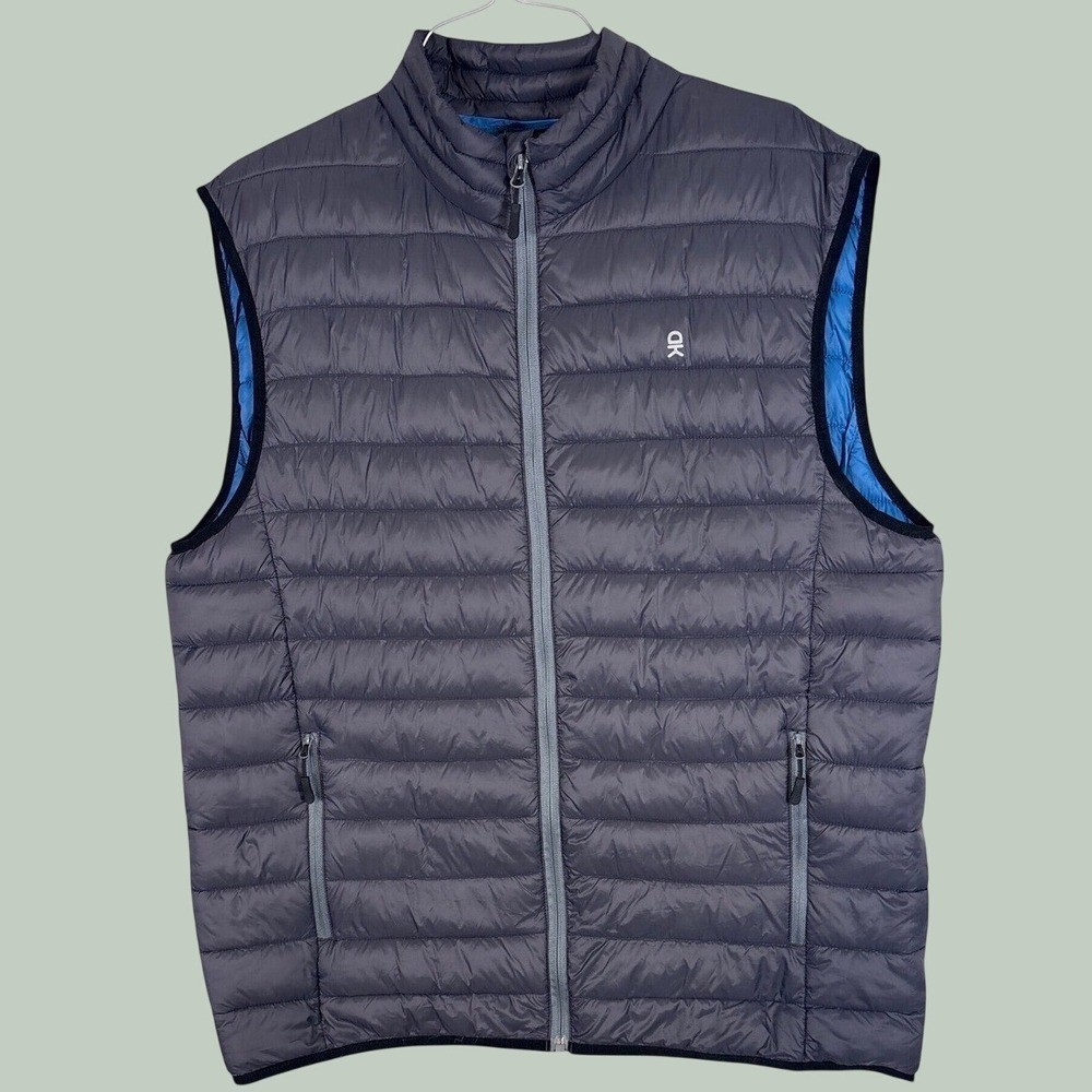 Little Donkey Andy Mens Puffer Vest Gray Quilted Lightweight Full Zip XL